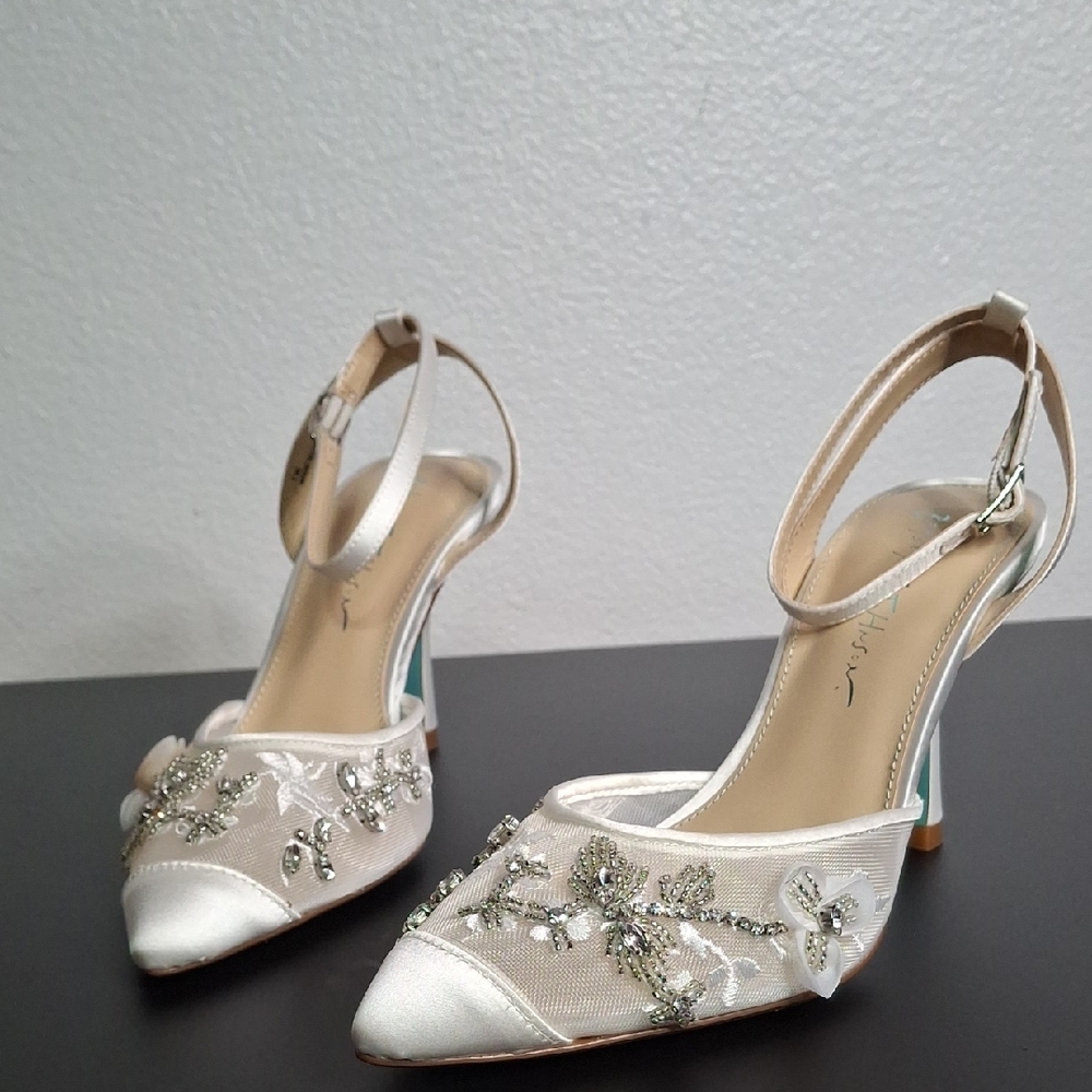 Betsey Johnson Cream Embellished Heels